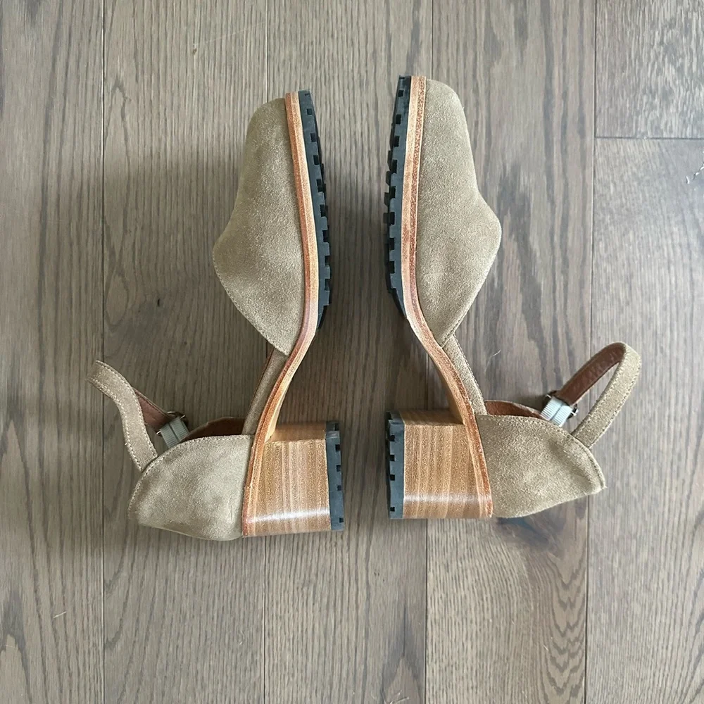 Portland Leather Tan Heels with Ankle Strap - Picture 3 of 5